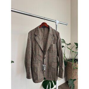 NWT Men's Drake's MKVII POW Shetland Tweed Blazer Wine - Size 42 - AW24 - $1,350